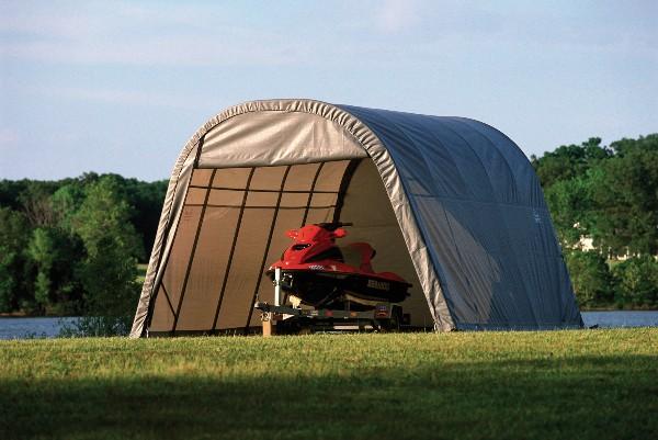 10'Wx16'Lx8'H round fabric covered shed